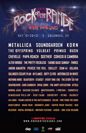 Rock On The Range 2017 flyer with band lineup
